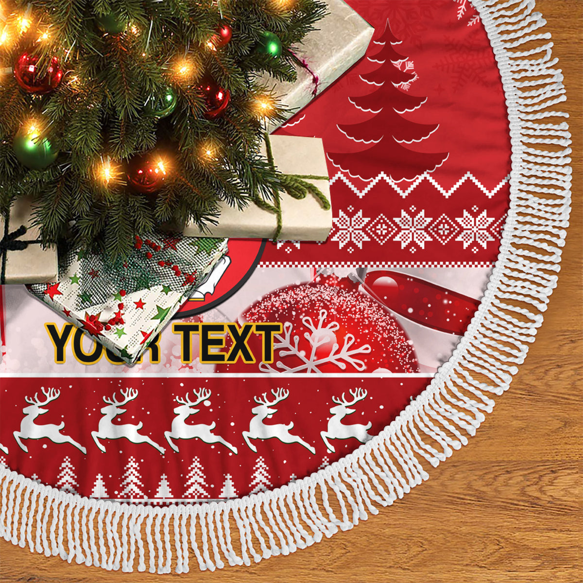 Personalised Lithuania Christmas Tree Skirt Linksmu Kaledu - Wonder Print Shop
