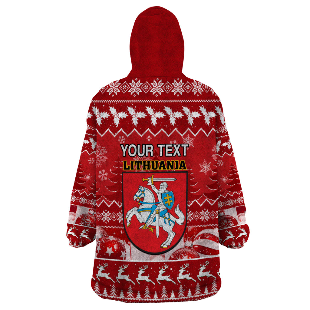 Personalised Lithuania Christmas Wearable Blanket Hoodie Linksmu Kaledu - Wonder Print Shop