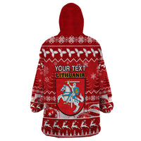 Personalised Lithuania Christmas Wearable Blanket Hoodie Linksmu Kaledu - Wonder Print Shop