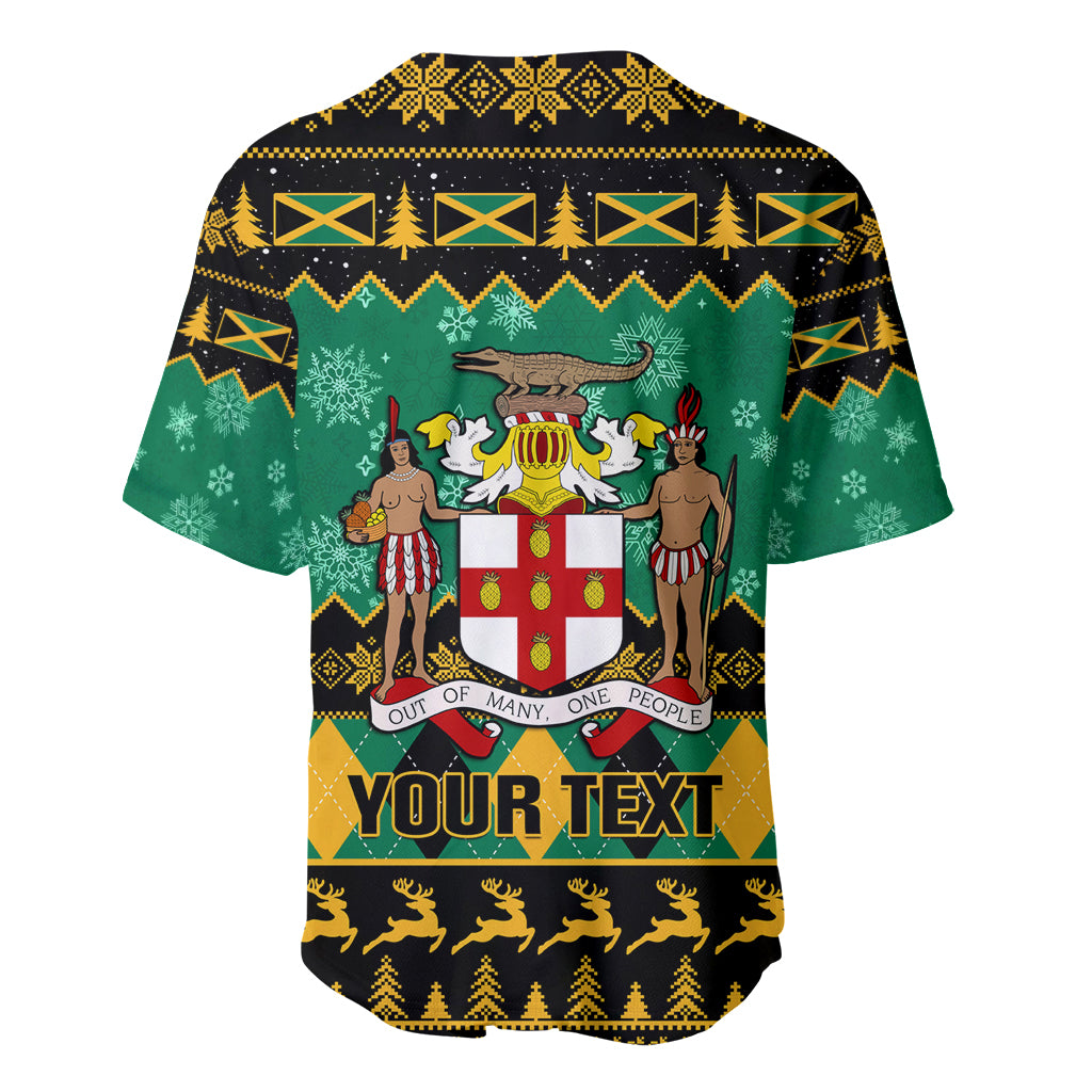 Personalised Jamaica Christmas Baseball Jersey Jamaican Coat Of Arms Xmas Vibes - Wonder Print Shop