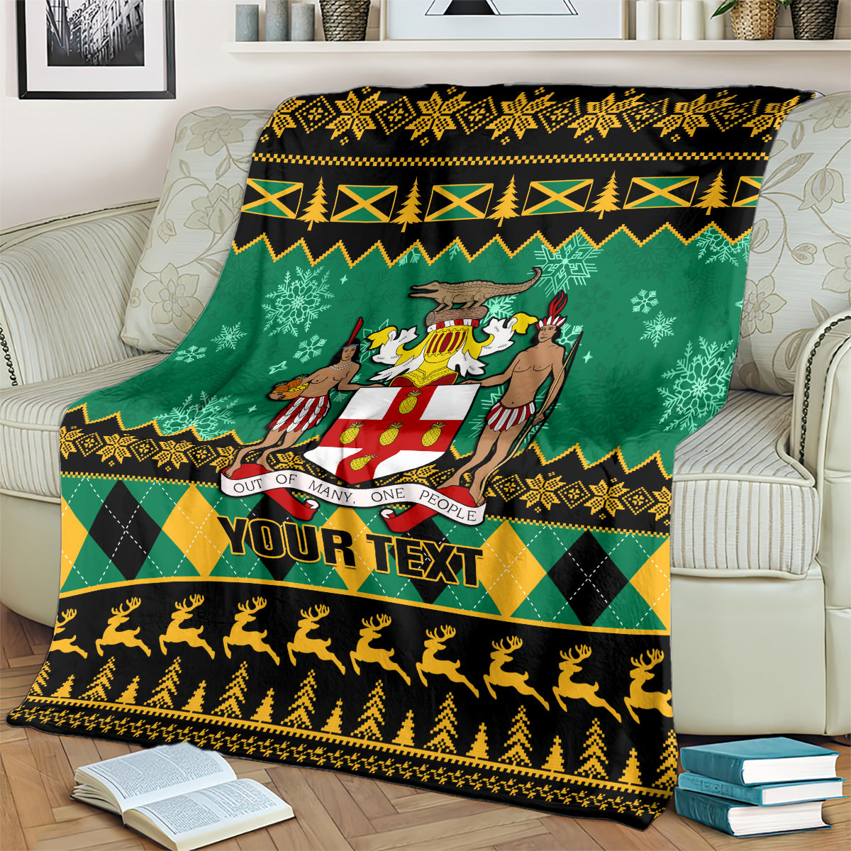 personalised-jamaica-christmas-blanket-jamaican-coat-of-arms-xmas-vibes