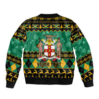 Personalised Jamaica Christmas Bomber Jacket Jamaican Coat Of Arms Xmas Vibes - Wonder Print Shop