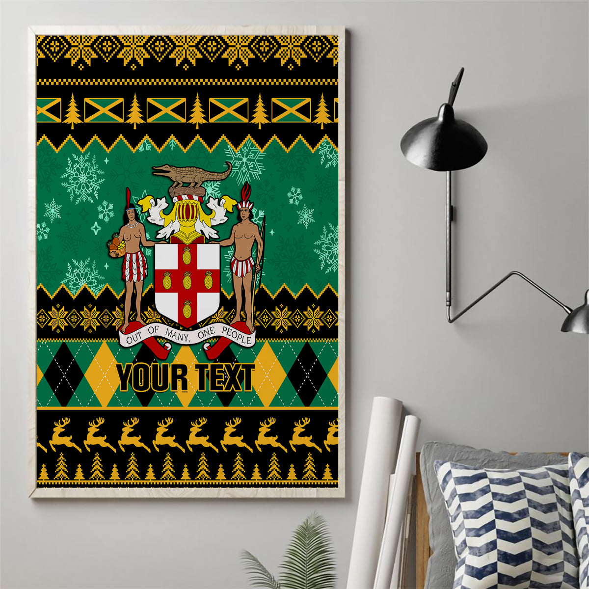 Personalised Jamaica Christmas Canvas Wall Art Jamaican Coat Of Arms Xmas Vibes - Wonder Print Shop