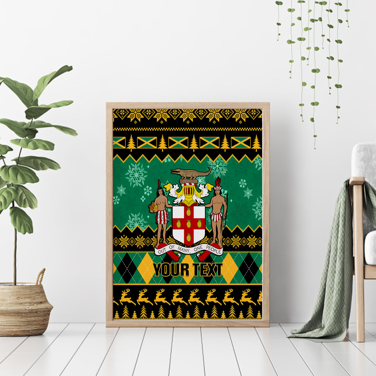 Personalised Jamaica Christmas Canvas Wall Art Jamaican Coat Of Arms Xmas Vibes - Wonder Print Shop