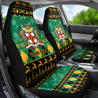 Personalised Jamaica Christmas Car Seat Cover Jamaican Coat Of Arms Xmas Vibes - Wonder Print Shop