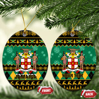 Personalised Jamaica Christmas Ceramic Ornament Jamaican Coat Of Arms Xmas Vibes - Wonder Print Shop