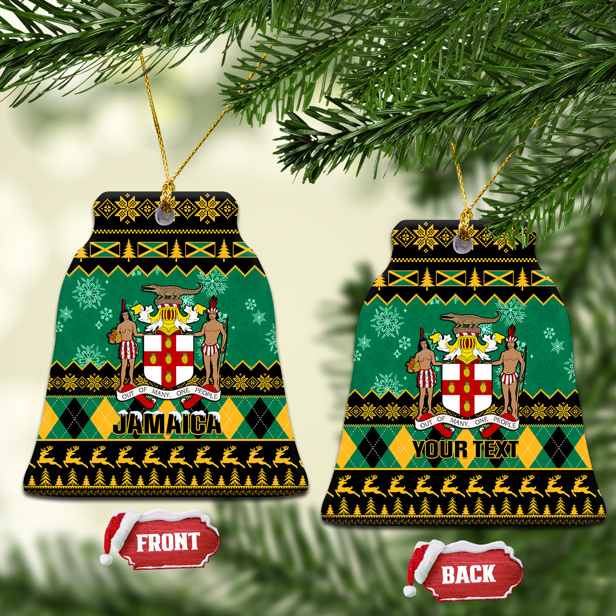 Personalised Jamaica Christmas Ceramic Ornament Jamaican Coat Of Arms Xmas Vibes - Wonder Print Shop