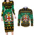 Personalised Jamaica Christmas Couples Matching Long Sleeve Bodycon Dress and Long Sleeve Button Shirt Jamaican Coat Of Arms Xmas Vibes - Wonder Print Shop