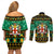 Personalised Jamaica Christmas Couples Matching Off Shoulder Short Dress and Long Sleeve Button Shirt Jamaican Coat Of Arms Xmas Vibes - Wonder Print Shop