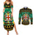 Personalised Jamaica Christmas Couples Matching Summer Maxi Dress and Long Sleeve Button Shirt Jamaican Coat Of Arms Xmas Vibes - Wonder Print Shop