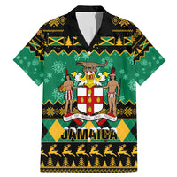 Personalised Jamaica Christmas Family Matching Mermaid Dress and Hawaiian Shirt Jamaican Coat Of Arms Xmas Vibes - Wonder Print Shop