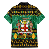 Personalised Jamaica Christmas Family Matching Mermaid Dress and Hawaiian Shirt Jamaican Coat Of Arms Xmas Vibes - Wonder Print Shop