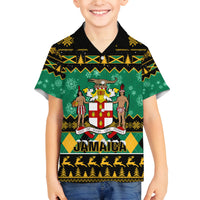 Personalised Jamaica Christmas Family Matching Puletasi Dress and Hawaiian Shirt Jamaican Coat Of Arms Xmas Vibes - Wonder Print Shop