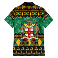Personalised Jamaica Christmas Family Matching Short Sleeve Bodycon Dress and Hawaiian Shirt Jamaican Coat Of Arms Xmas Vibes - Wonder Print Shop