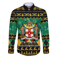 Personalised Jamaica Christmas Family Matching Tank Maxi Dress and Hawaiian Shirt Jamaican Coat Of Arms Xmas Vibes - Wonder Print Shop