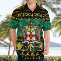 Personalised Jamaica Christmas Hawaiian Shirt Jamaican Coat Of Arms Xmas Vibes - Wonder Print Shop