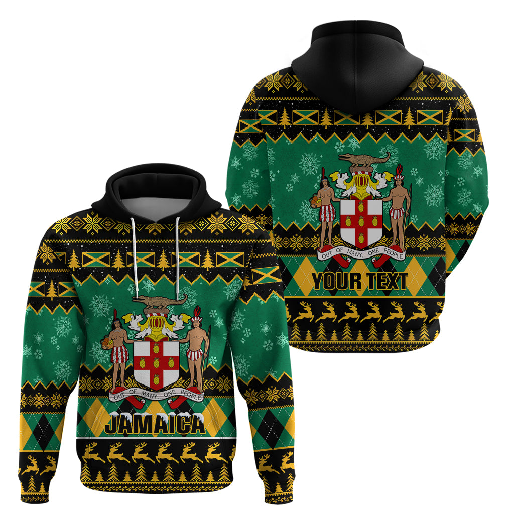 Personalised Jamaica Christmas Hoodie Jamaican Coat Of Arms Xmas Vibes - Wonder Print Shop
