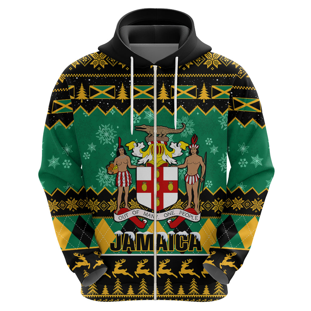 Personalised Jamaica Christmas Hoodie Jamaican Coat Of Arms Xmas Vibes - Wonder Print Shop
