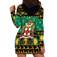 Personalised Jamaica Christmas Hoodie Dress Jamaican Coat Of Arms Xmas Vibes - Wonder Print Shop