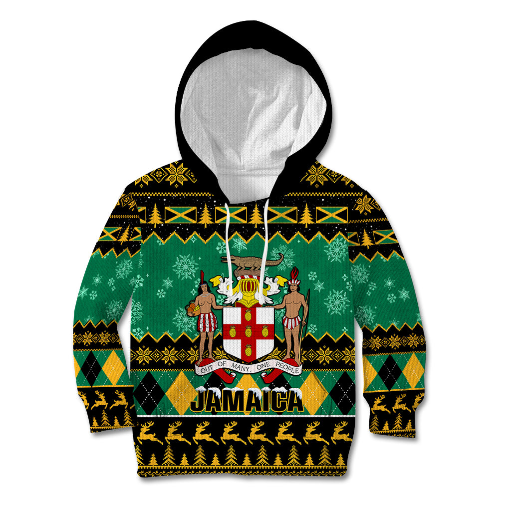 Personalised Jamaica Christmas Kid Hoodie Jamaican Coat Of Arms Xmas Vibes - Wonder Print Shop