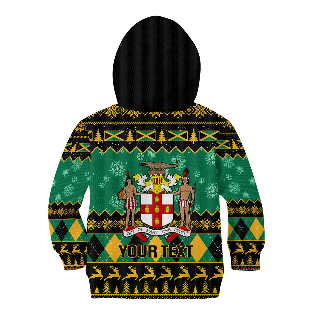 Personalised Jamaica Christmas Kid Hoodie Jamaican Coat Of Arms Xmas Vibes - Wonder Print Shop