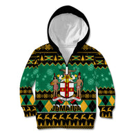 Personalised Jamaica Christmas Kid Hoodie Jamaican Coat Of Arms Xmas Vibes - Wonder Print Shop