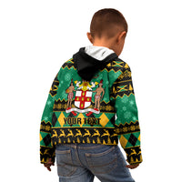 Personalised Jamaica Christmas Kid Hoodie Jamaican Coat Of Arms Xmas Vibes - Wonder Print Shop