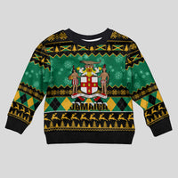 Personalised Jamaica Christmas Kid Ugly Christmas Sweater Jamaican Coat Of Arms Xmas Vibes - Wonder Print Shop