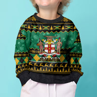 Personalised Jamaica Christmas Kid Ugly Christmas Sweater Jamaican Coat Of Arms Xmas Vibes - Wonder Print Shop