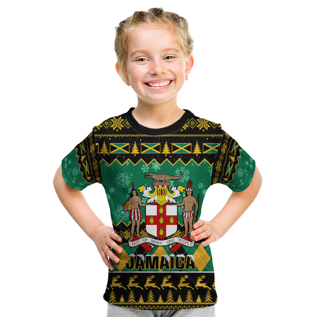 Personalised Jamaica Christmas Kid T Shirt Jamaican Coat Of Arms Xmas Vibes - Wonder Print Shop