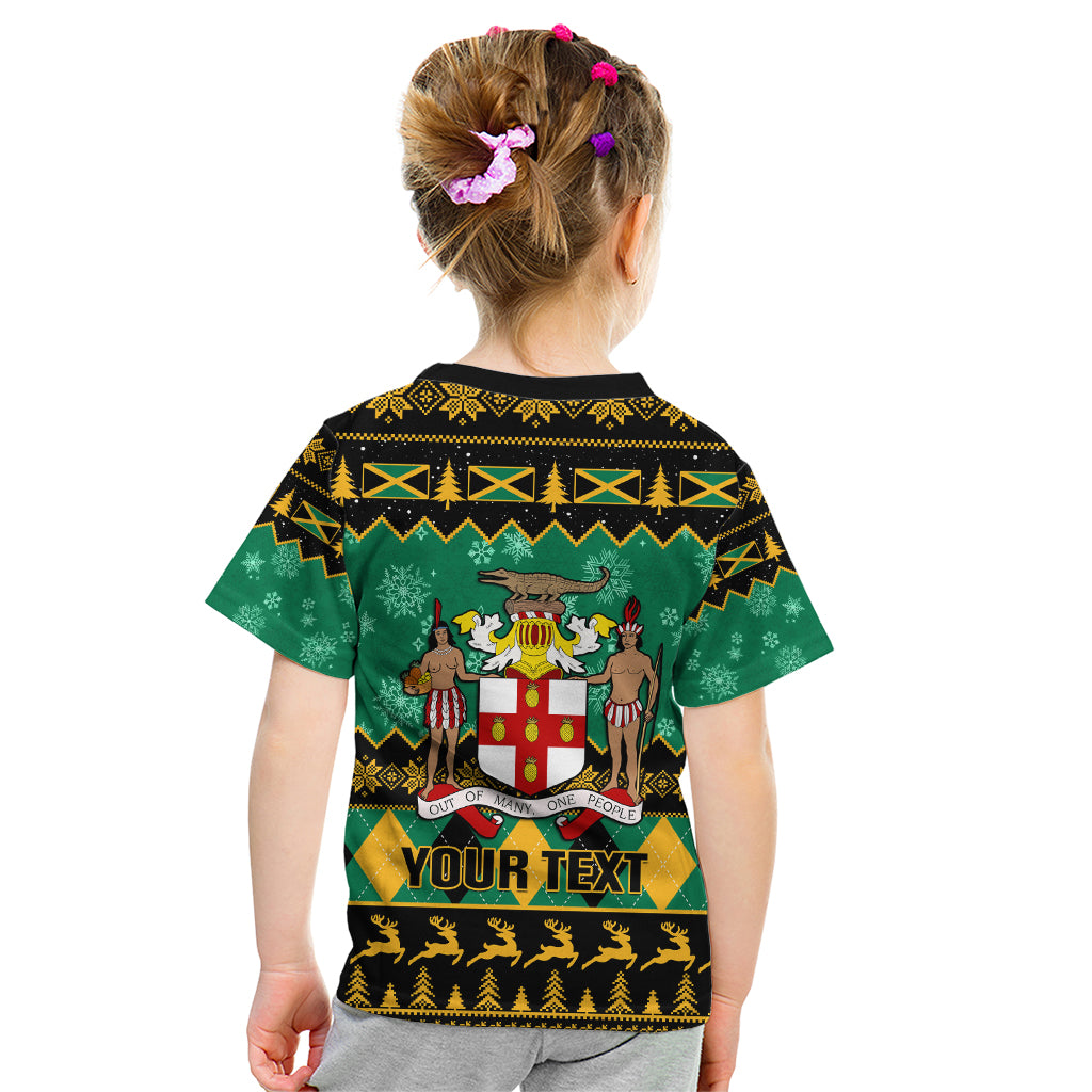 Personalised Jamaica Christmas Kid T Shirt Jamaican Coat Of Arms Xmas Vibes - Wonder Print Shop