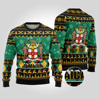 Personalised Jamaica Christmas Ugly Christmas Sweater Jamaican Coat Of Arms Xmas Vibes - Wonder Print Shop