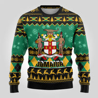 Personalised Jamaica Christmas Ugly Christmas Sweater Jamaican Coat Of Arms Xmas Vibes - Wonder Print Shop