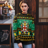 Personalised Jamaica Christmas Ugly Christmas Sweater Jamaican Coat Of Arms Xmas Vibes - Wonder Print Shop