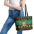Personalised Jamaica Christmas Leather Tote Bag Jamaican Coat Of Arms Xmas Vibes - Wonder Print Shop