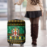 Personalised Jamaica Christmas Luggage Cover Jamaican Coat Of Arms Xmas Vibes - Wonder Print Shop