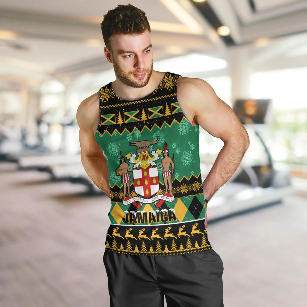 Personalised Jamaica Christmas Men Tank Top Jamaican Coat Of Arms Xmas Vibes - Wonder Print Shop