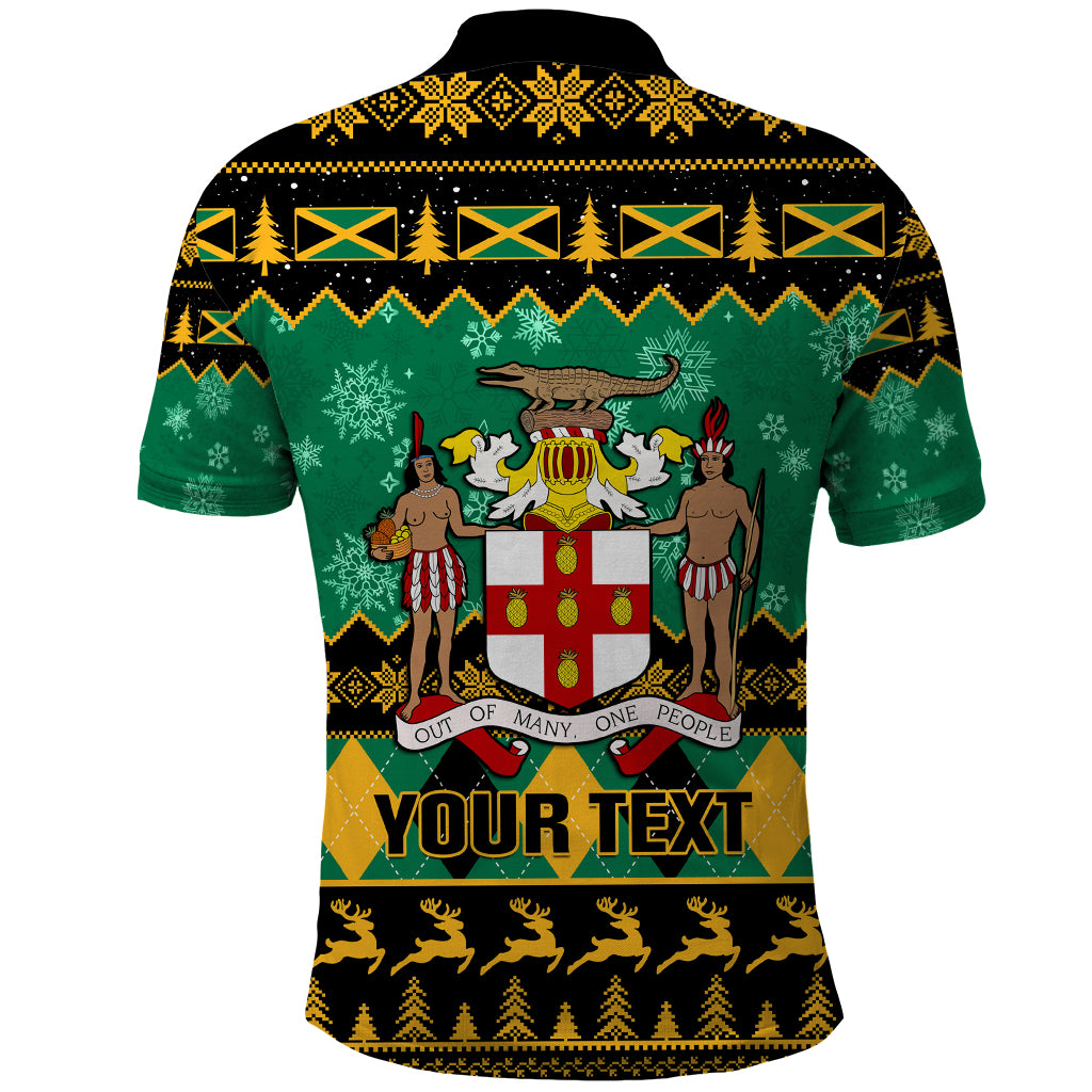 Personalised Jamaica Christmas Polo Shirt Jamaican Coat Of Arms Xmas Vibes - Wonder Print Shop
