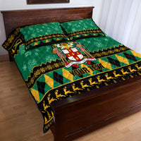 Personalised Jamaica Christmas Quilt Bed Set Jamaican Coat Of Arms Xmas Vibes - Wonder Print Shop