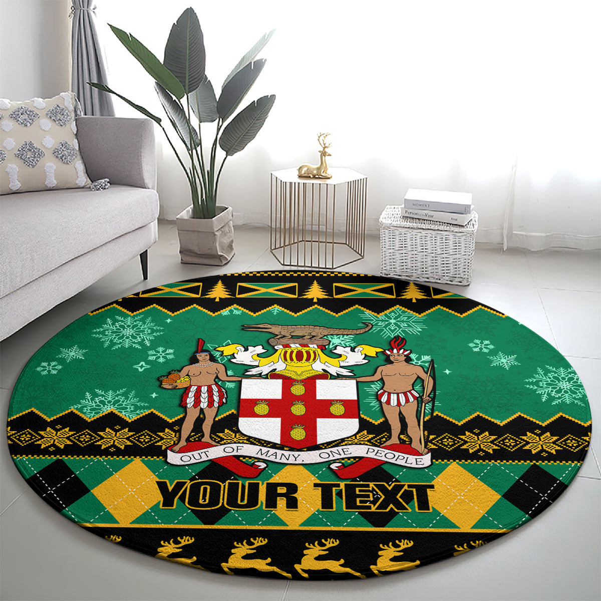 personalised-jamaica-christmas-round-carpet-jamaican-coat-of-arms-xmas-vibes