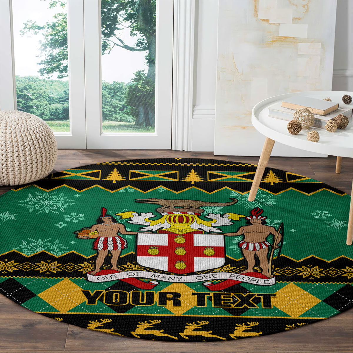 personalised-jamaica-christmas-round-carpet-jamaican-coat-of-arms-xmas-vibes