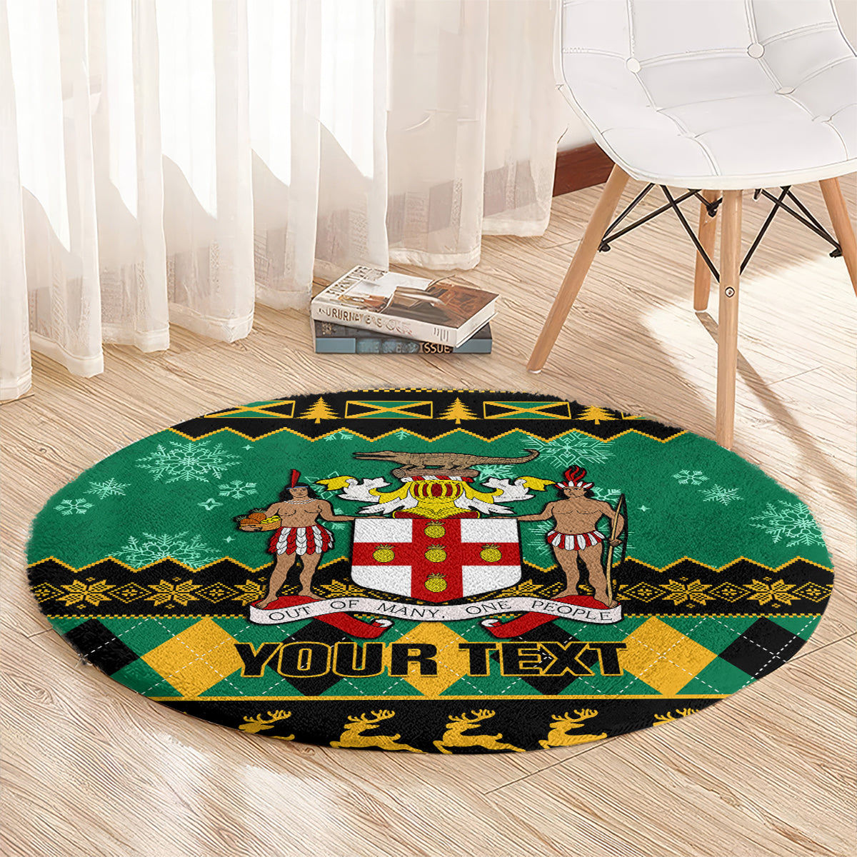 personalised-jamaica-christmas-round-carpet-jamaican-coat-of-arms-xmas-vibes