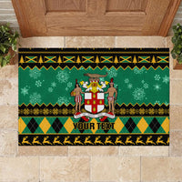 Personalised Jamaica Christmas Rubber Doormat Jamaican Coat Of Arms Xmas Vibes - Wonder Print Shop