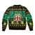 Personalised Jamaica Christmas Sleeve Zip Bomber Jacket Jamaican Coat Of Arms Xmas Vibes - Wonder Print Shop