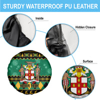 Personalised Jamaica Christmas Spare Tire Cover Jamaican Coat Of Arms Xmas Vibes - Wonder Print Shop