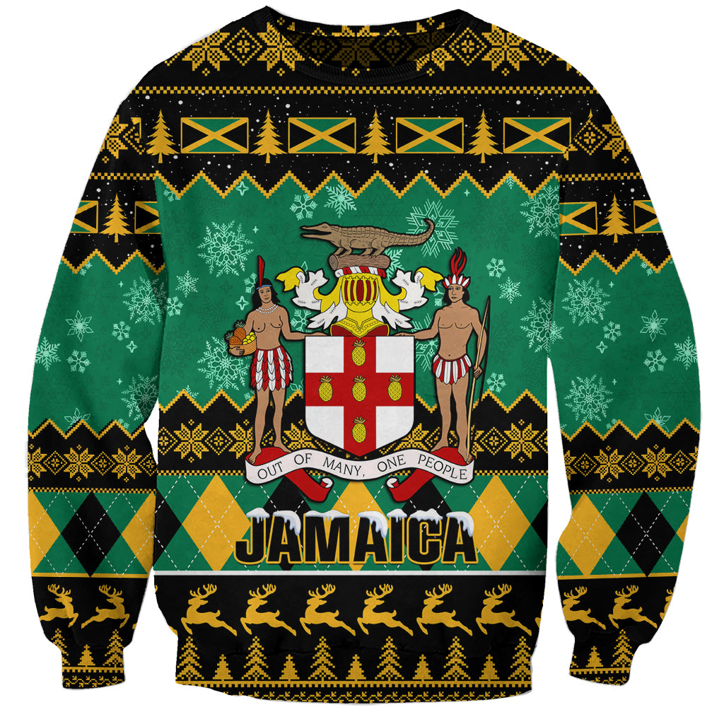 Personalised Jamaica Christmas Sweatshirt Jamaican Coat Of Arms Xmas Vibes - Wonder Print Shop