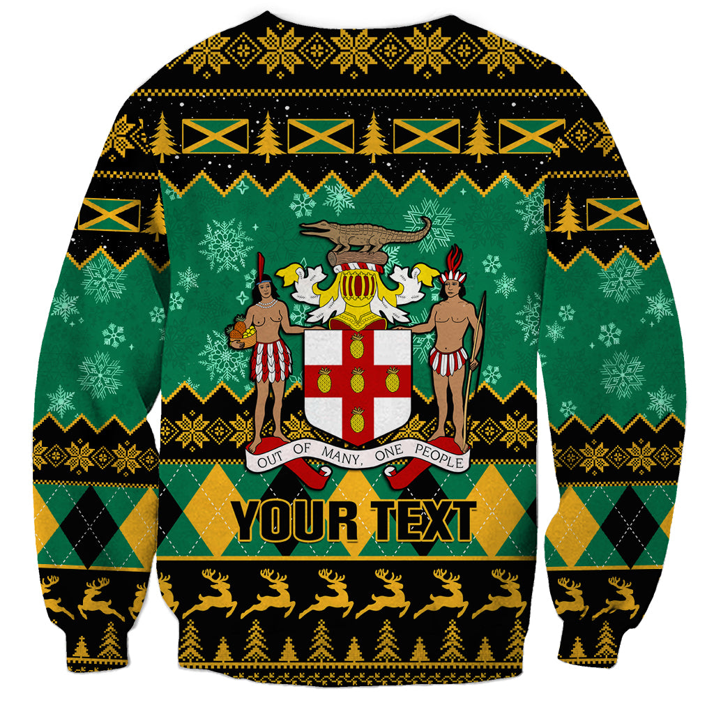 Personalised Jamaica Christmas Sweatshirt Jamaican Coat Of Arms Xmas Vibes - Wonder Print Shop