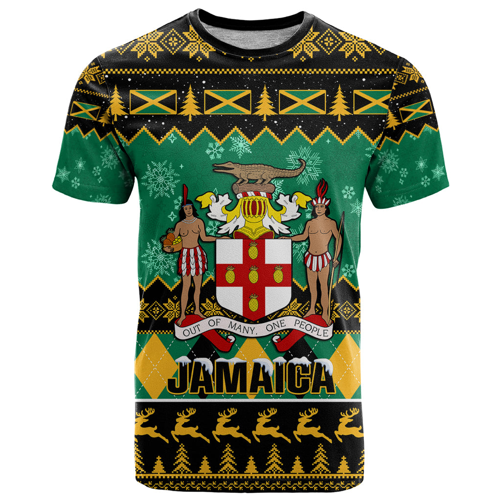 Personalised Jamaica Christmas T Shirt Jamaican Coat Of Arms Xmas Vibes - Wonder Print Shop