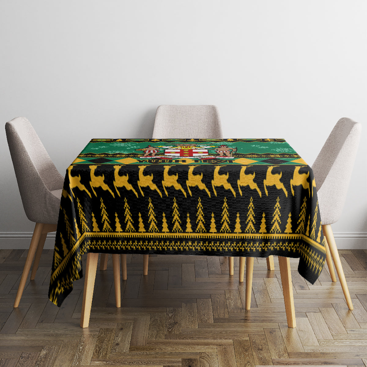 Personalised Jamaica Christmas Tablecloth Jamaican Coat Of Arms Xmas Vibes - Wonder Print Shop