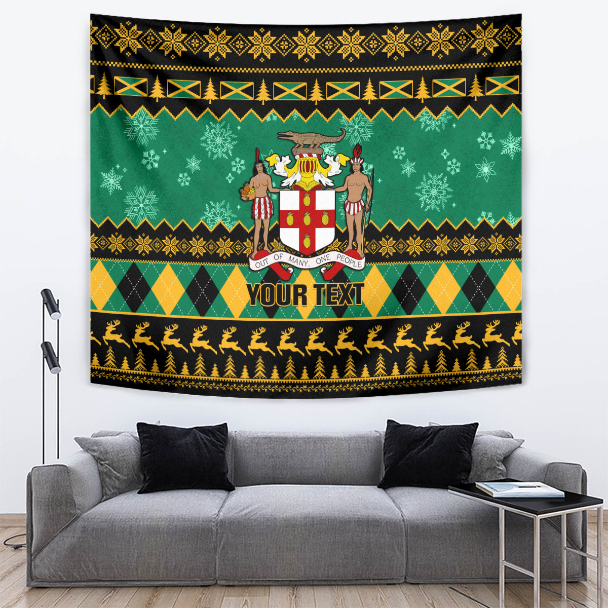 Personalised Jamaica Christmas Tapestry Jamaican Coat Of Arms Xmas Vibes - Wonder Print Shop